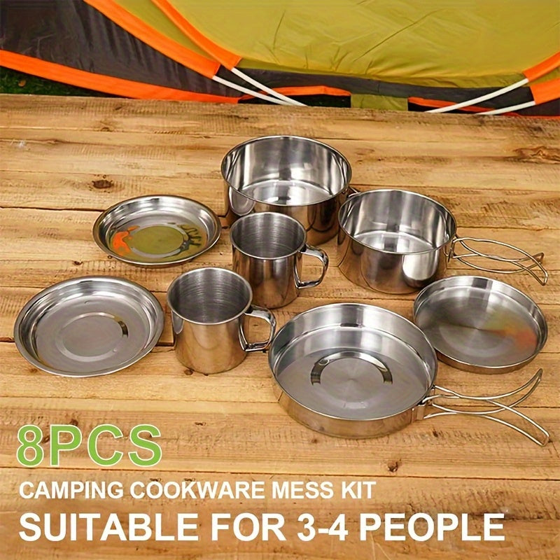 Camping Cookware Set Stainless Steel (8pcs)